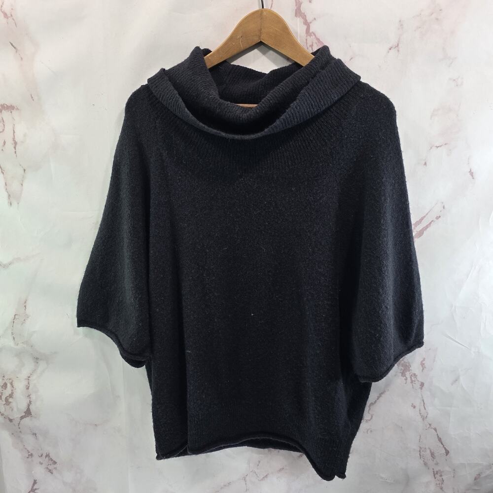 Anthropologie Sweater Womens Small Black Cowl Wool Blend Boxy Oversized Pilcro